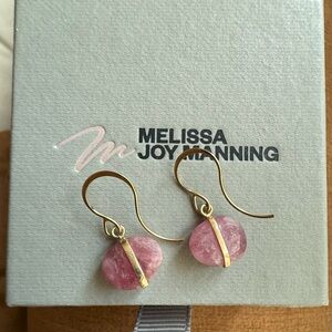 Melissa Joy Manning 14k gold Pink Sapphire drop Earrings